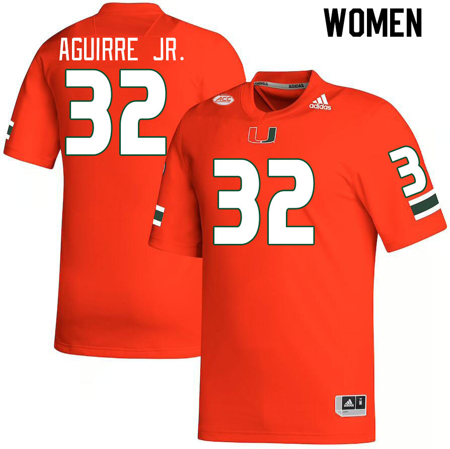 Women #32 Raul Aguirre Jr. Miami Hurricanes College Football Jerseys Stitched Sale-Orange